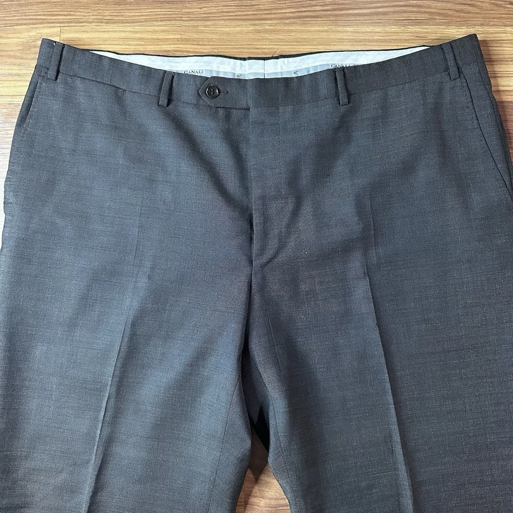 Lot of 2 Canali Dress Pants Mens 42x29 Blue/Brown Wool Pleated Made in Italy
